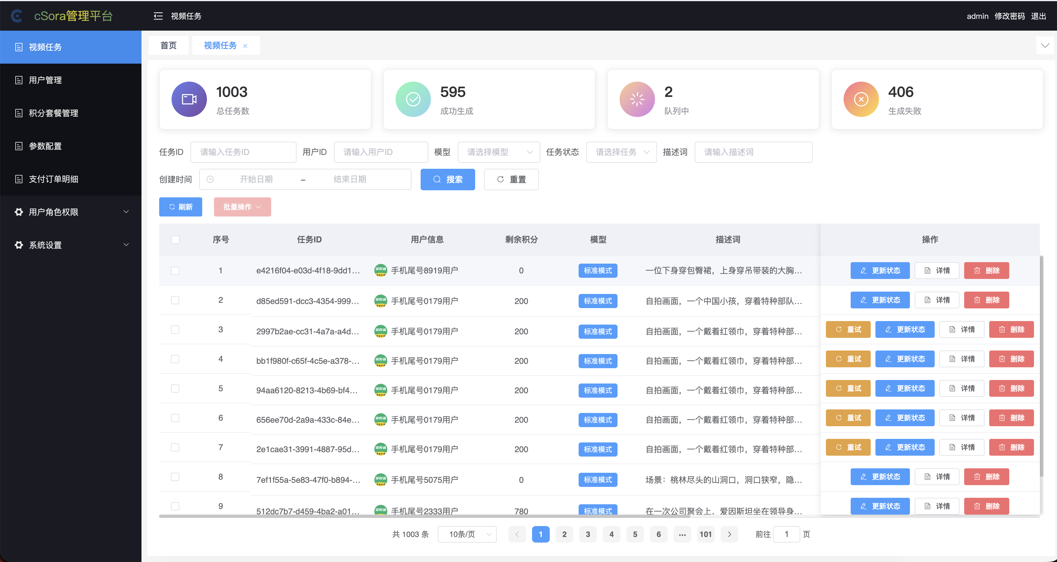 管理后台主界面